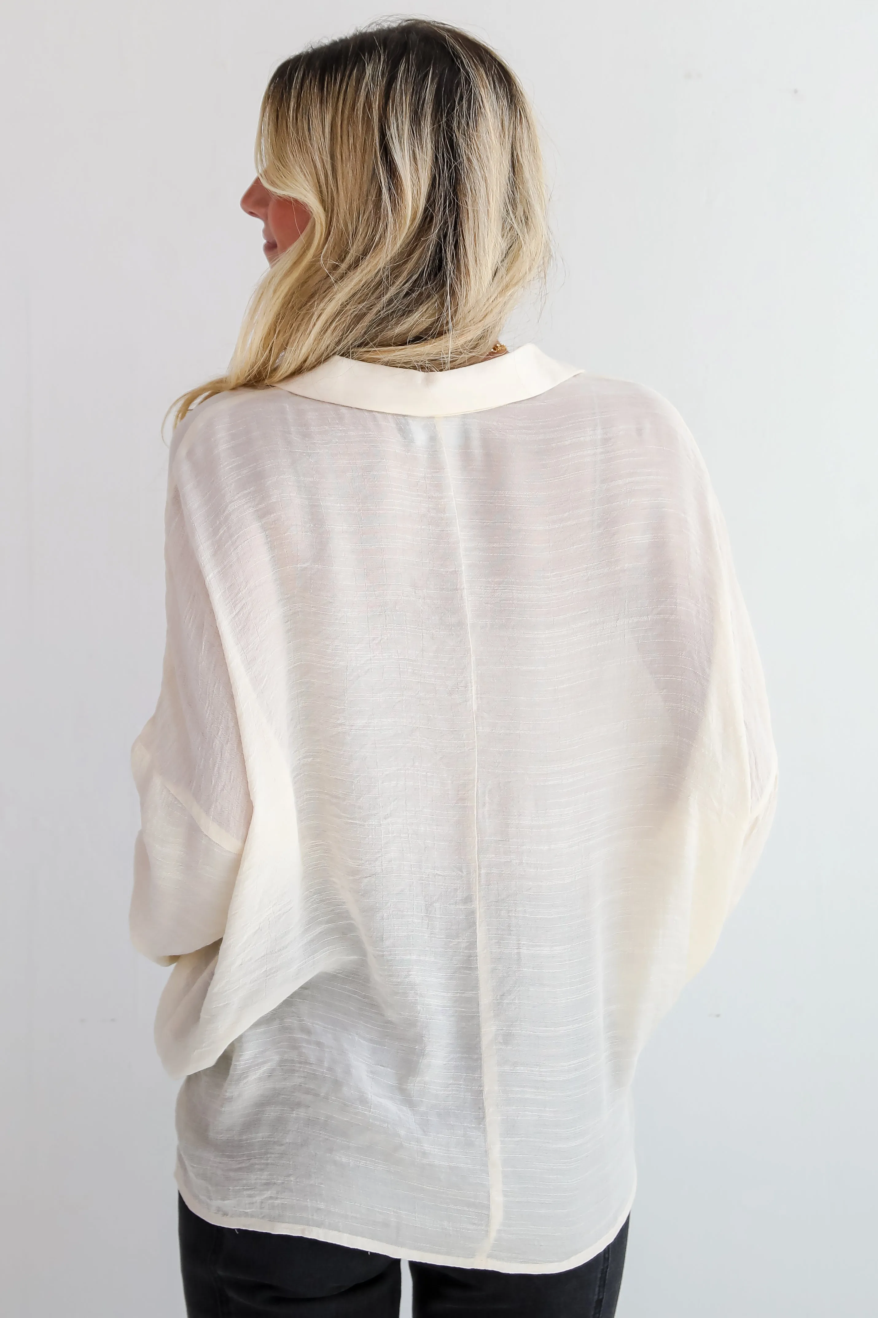 FINAL SALE - Compelling Composure Oversized Button-Up Blouse