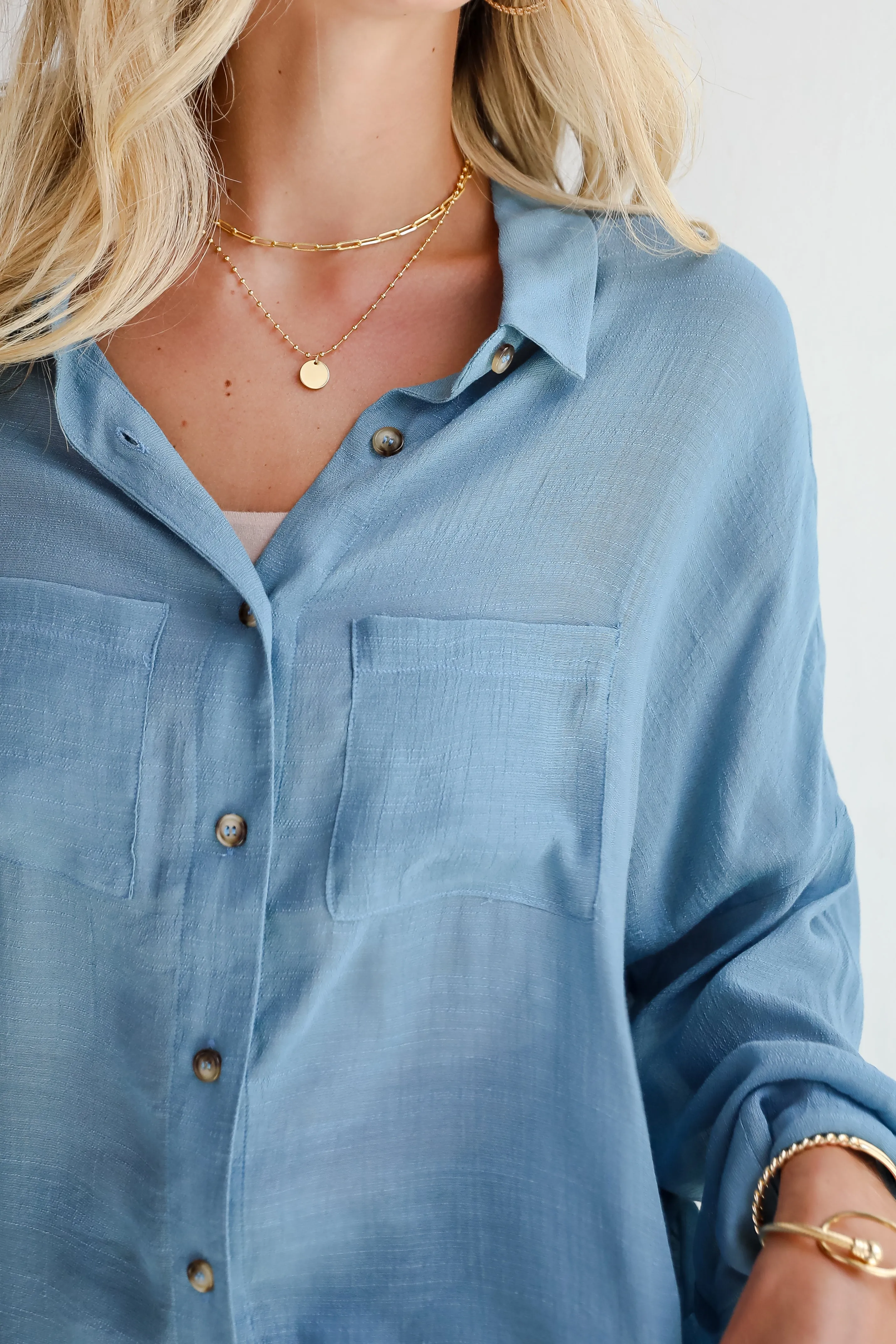FINAL SALE - Compelling Composure Oversized Button-Up Blouse