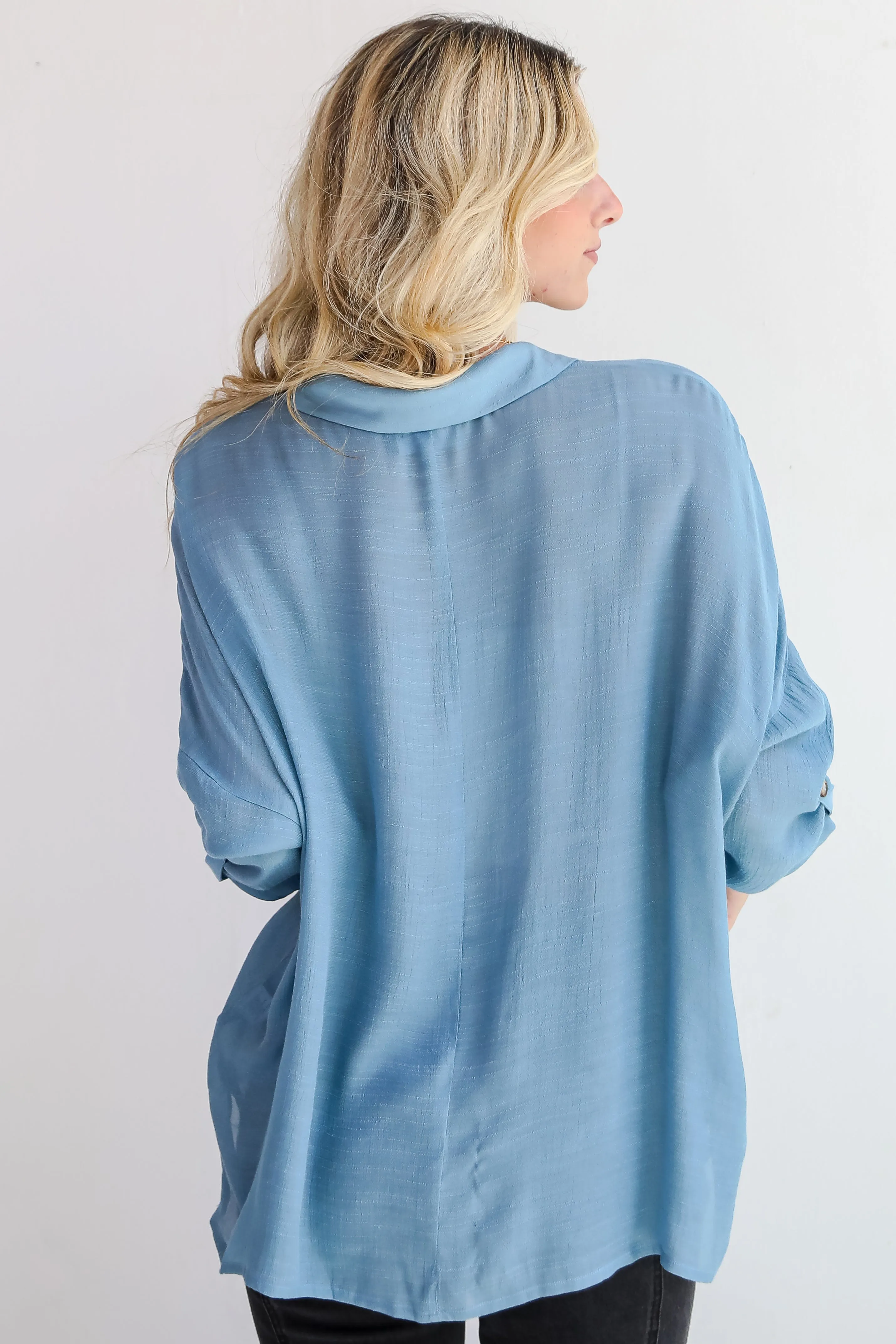 FINAL SALE - Compelling Composure Oversized Button-Up Blouse