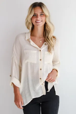 FINAL SALE - Compelling Composure Oversized Button-Up Blouse