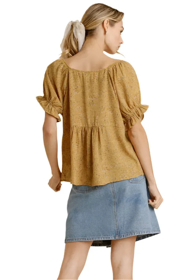 Floral Square Neck Babydoll Top