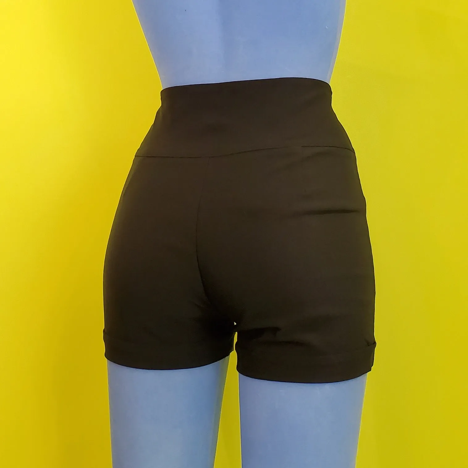 Four Button High-Waist Shorts in Black - Size S