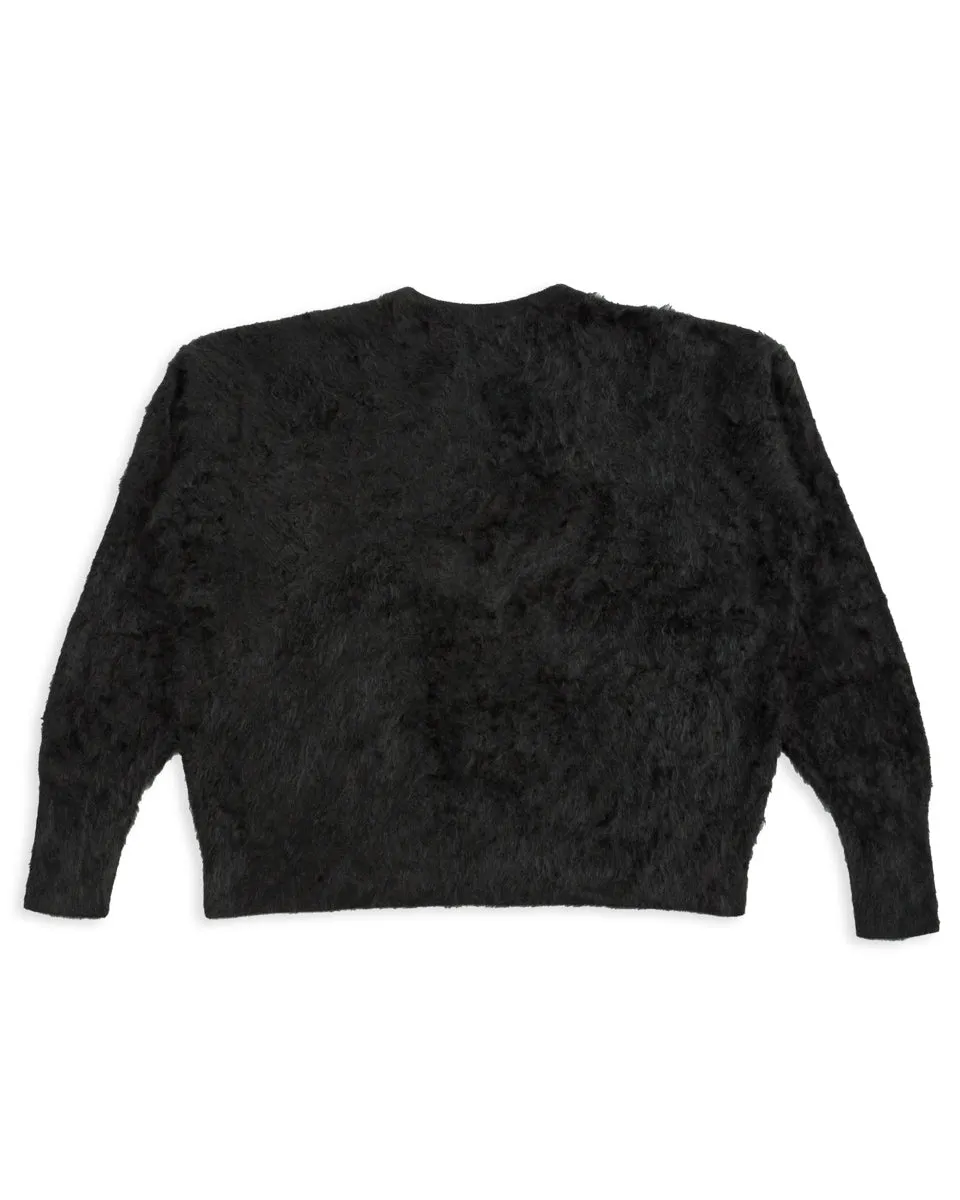 Fur Cashmere V Pullover - Black 10