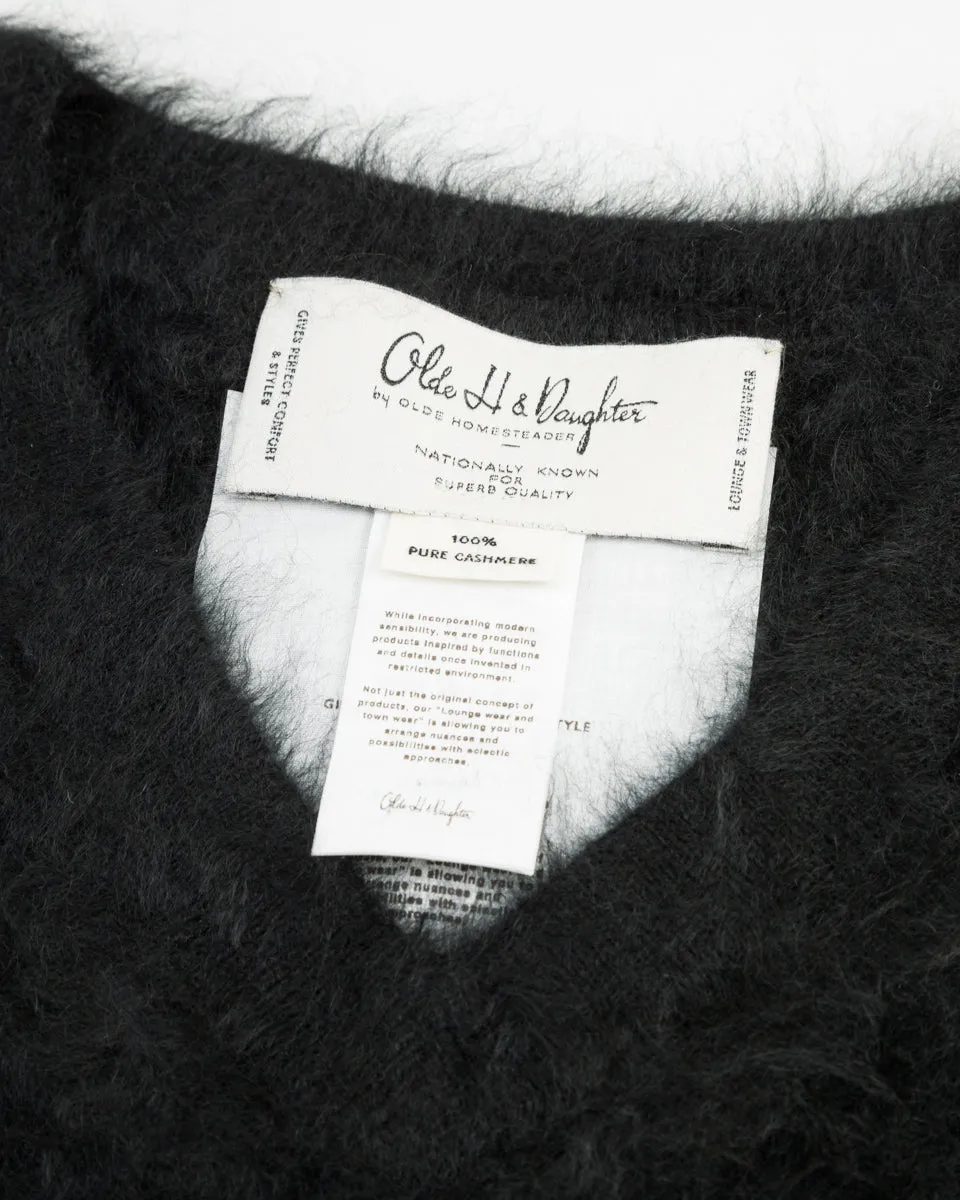 Fur Cashmere V Pullover - Black 10
