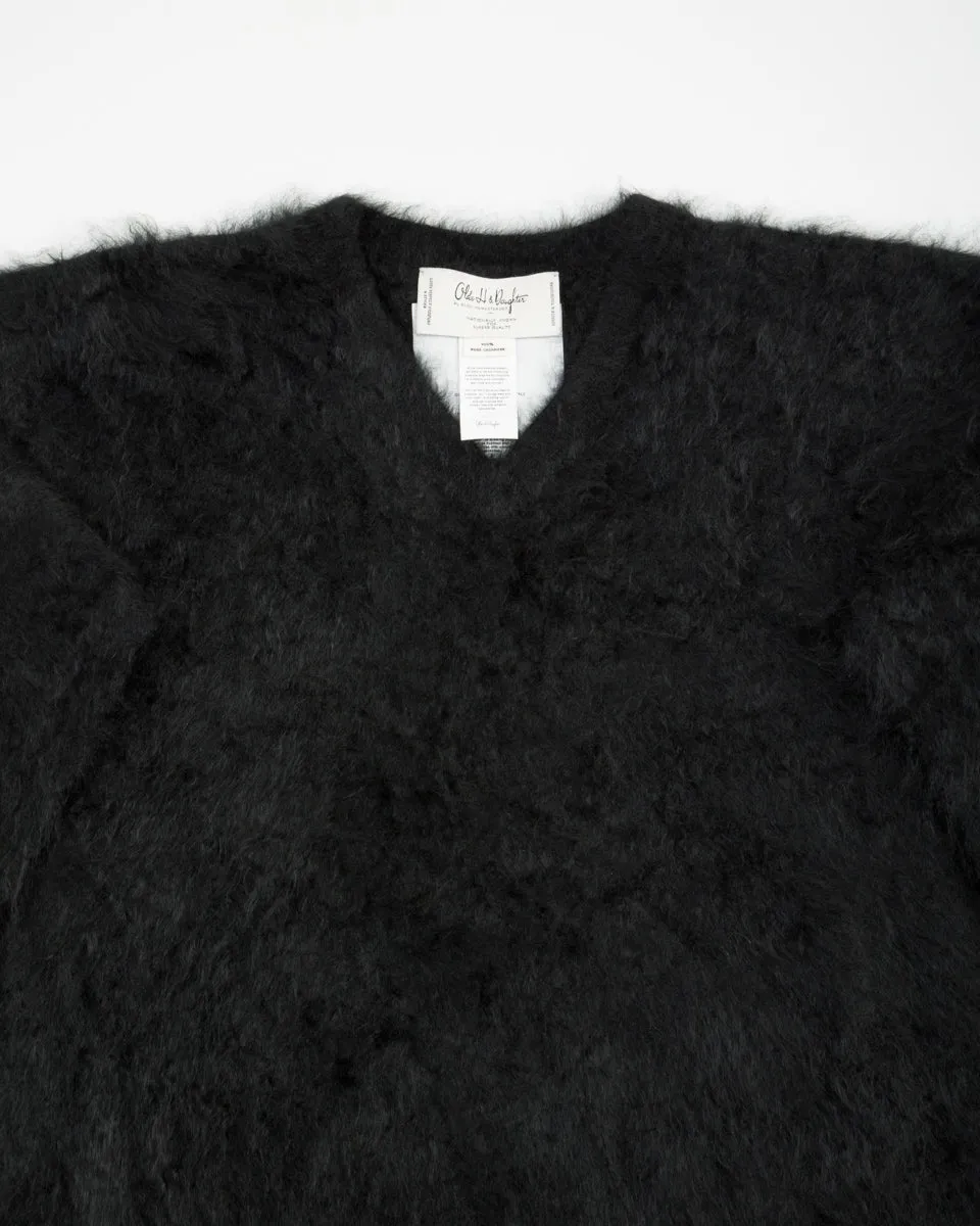 Fur Cashmere V Pullover - Black 10