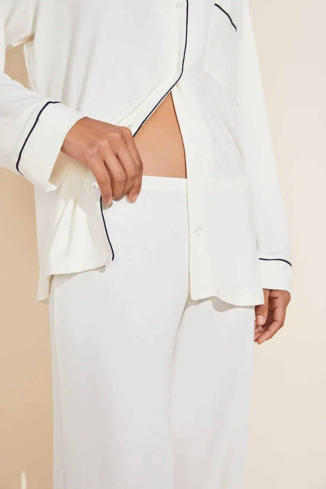 Gisele TENCEL™ Modal Long PJ Set | Ivory/Navy