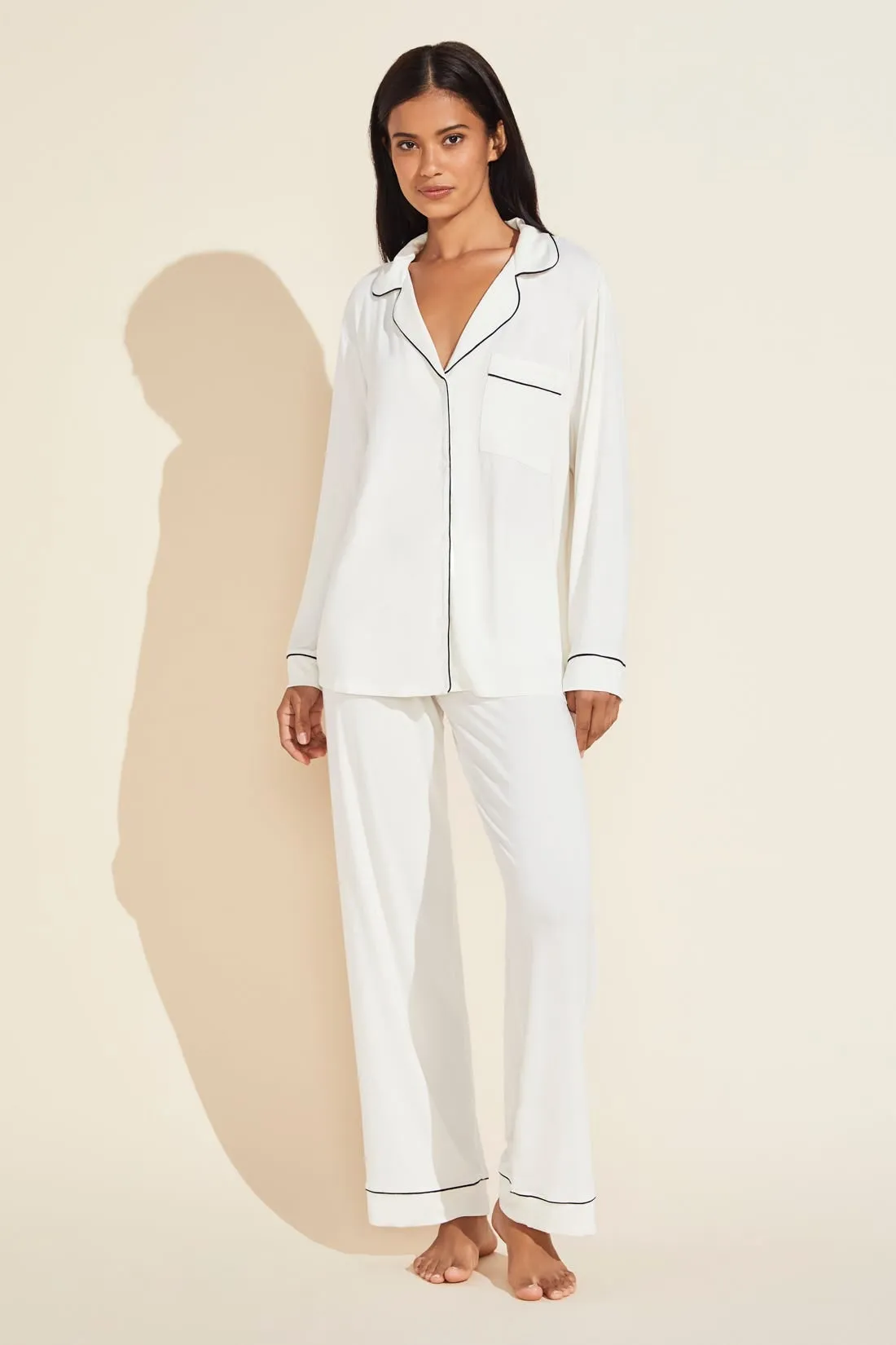 Gisele TENCEL™ Modal Long PJ Set | Ivory/Navy
