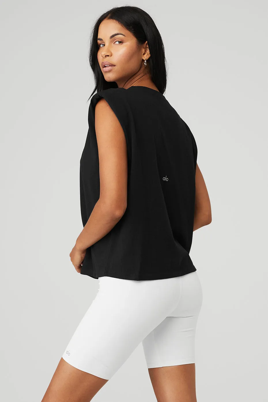 Headliner Shoulder Pad Sleeveless Tee - Black