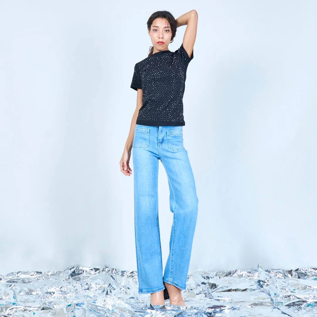 High-waist wide-leg denim pants wholesale