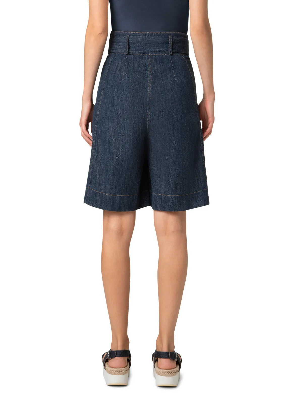 High-Waisted Bermuda Shorts in Sailor Denim