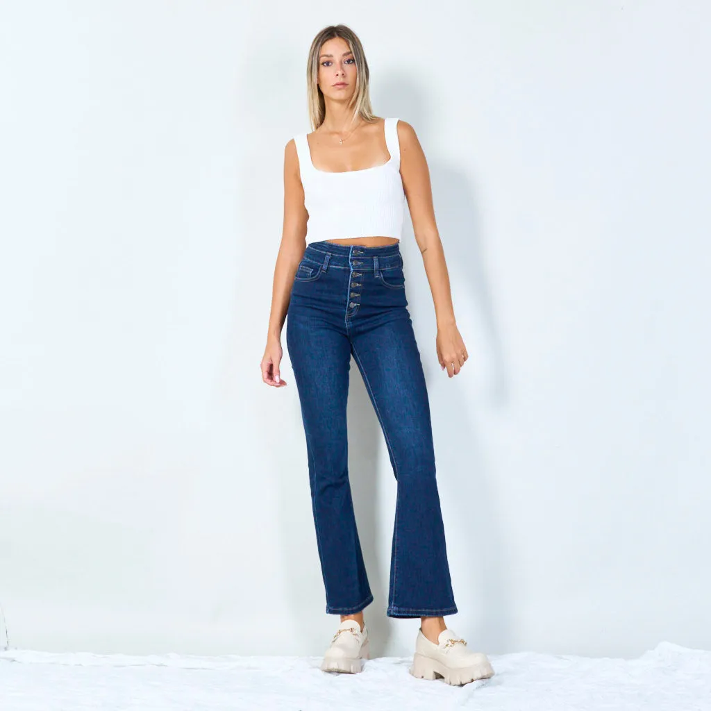 High-waisted button-front denim jeans wholesale