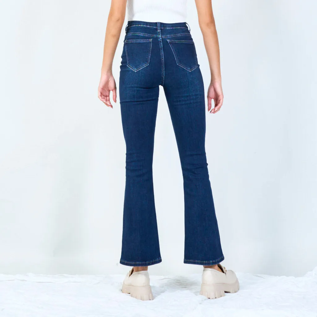 High-waisted button-front denim jeans wholesale