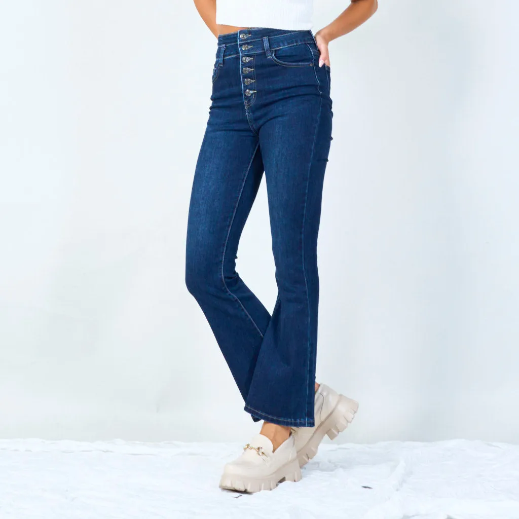 High-waisted button-front denim jeans wholesale