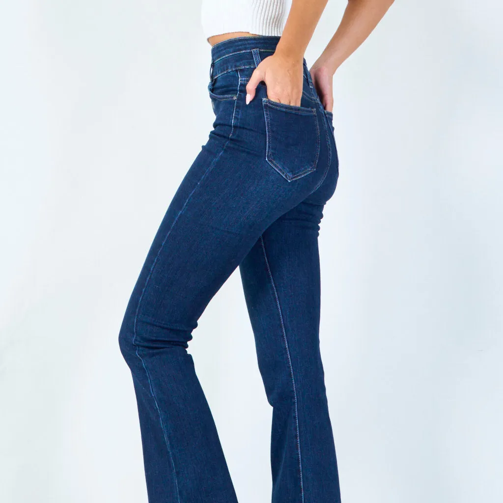 High-waisted button-front denim jeans wholesale