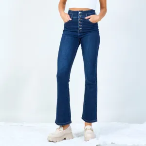 High-waisted button-front denim jeans wholesale
