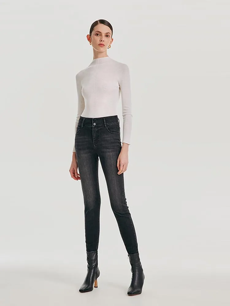 High Waisted Stretch Denim Leggings