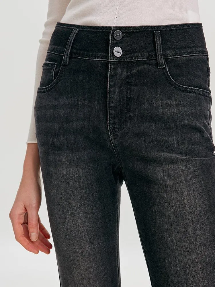 High Waisted Stretch Denim Leggings