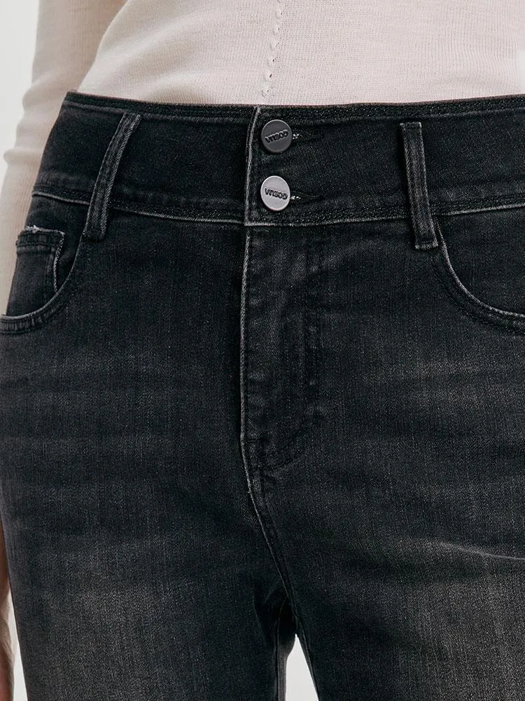 High Waisted Stretch Denim Leggings