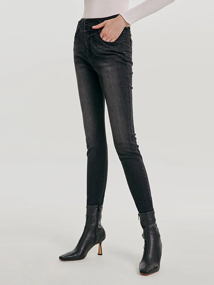 High Waisted Stretch Denim Leggings