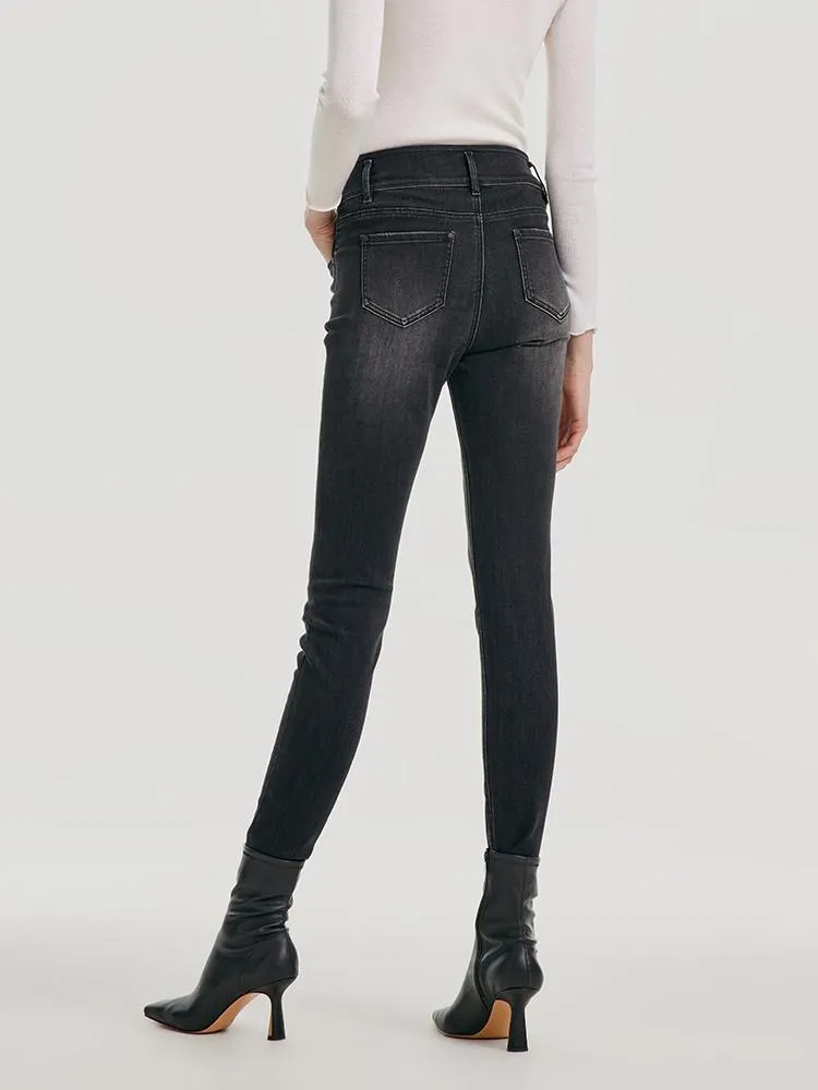 High Waisted Stretch Denim Leggings