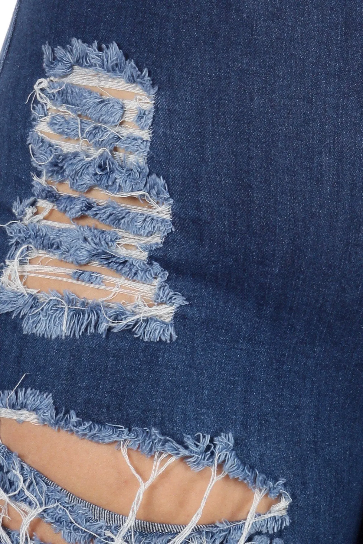 High Waisted Super Distressed Plus Size Skinny Jeans - Medium Denim