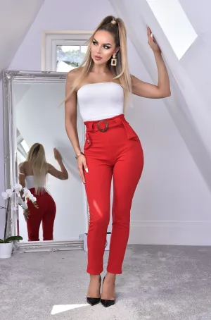 Imogen Red Cigarette Trousers