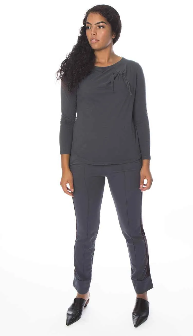 Knot Long Sleeve Cotton Cashmere Shirt - Charcoal