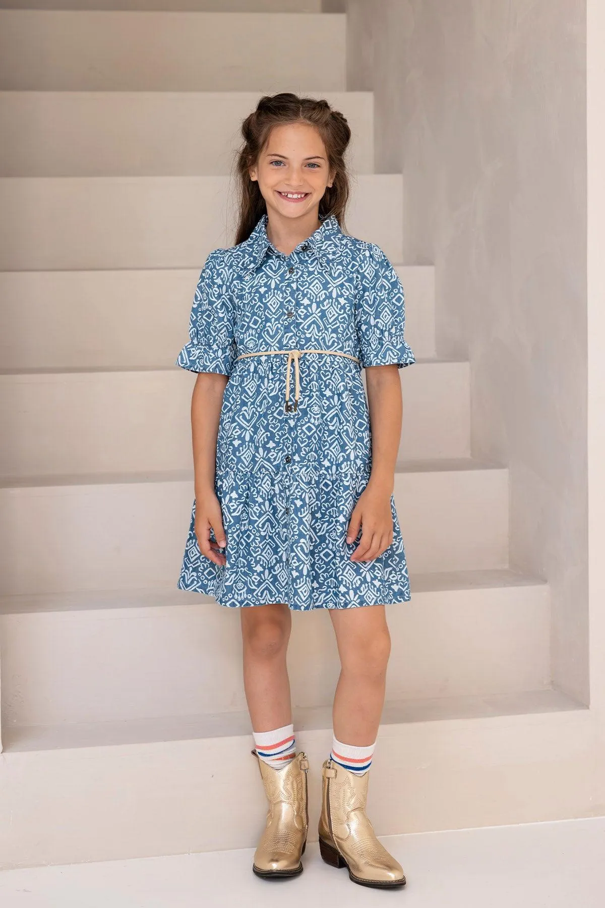 LikeFLO Dress Thea Denim Ikat