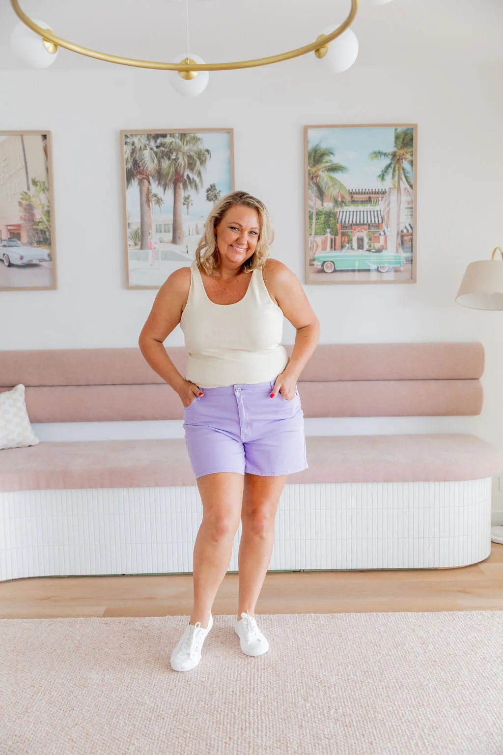 Lucas Denim Shorts in Purple