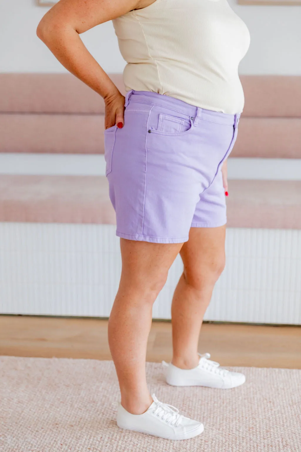 Lucas Denim Shorts in Purple