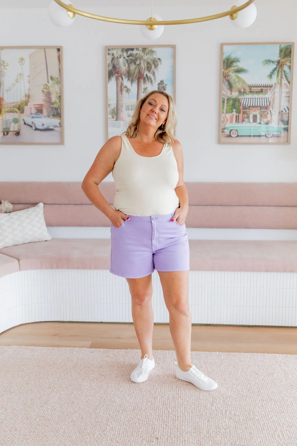 Lucas Denim Shorts in Purple