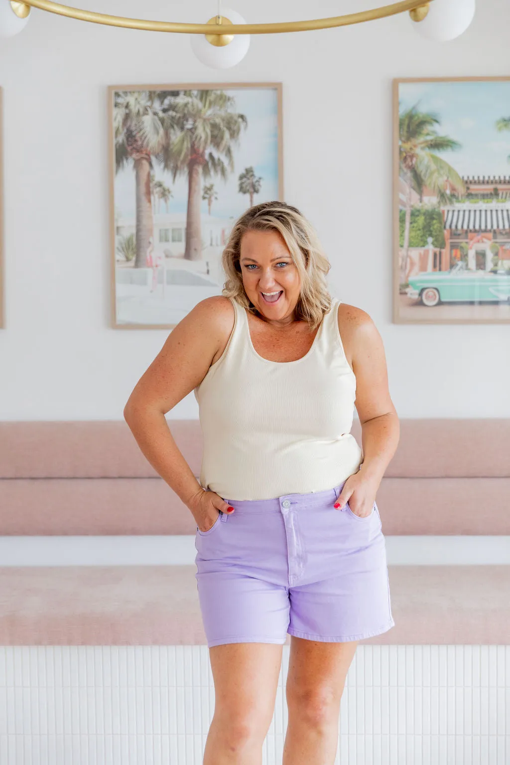Lucas Denim Shorts in Purple