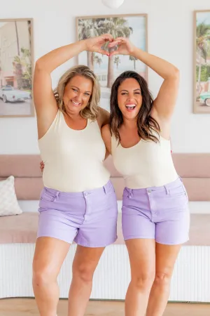 Lucas Denim Shorts in Purple