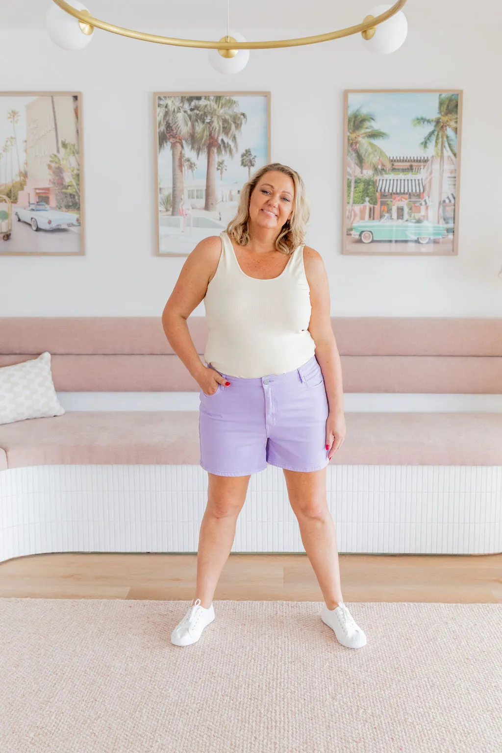 Lucas Denim Shorts in Purple