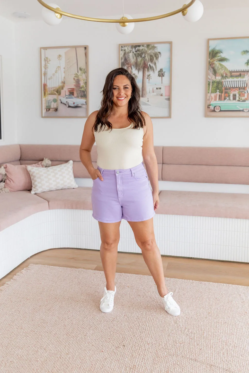 Lucas Denim Shorts in Purple