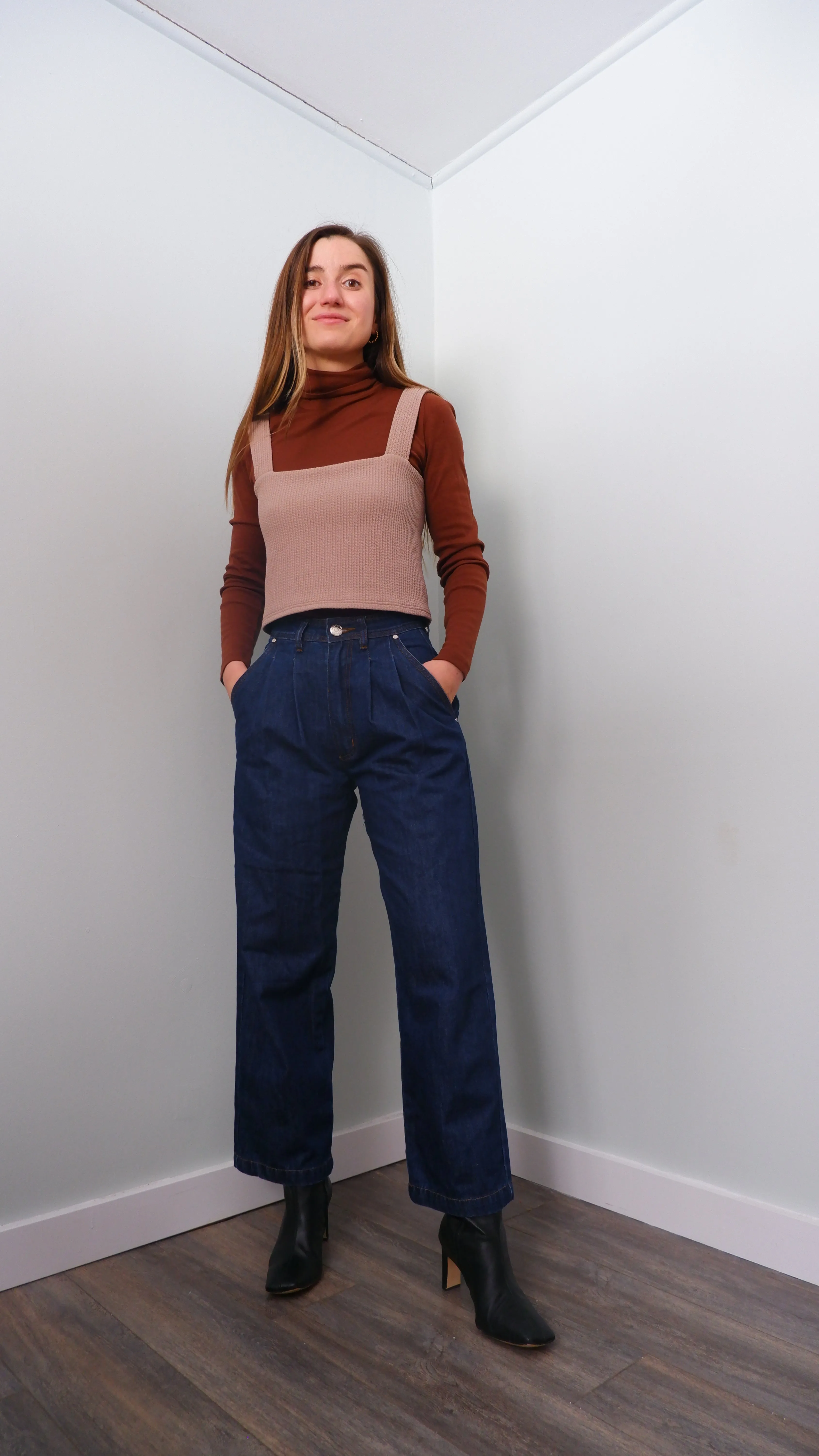 Mercedes Morin Litchi Waffle Knit Crop Top in Beige - M-XL