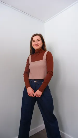 Mercedes Morin Litchi Waffle Knit Crop Top in Beige - M-XL