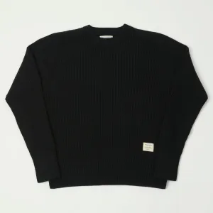Merz b. Schwanen LOCC02 Ribbed Knit Crew Neck Pullover - Deep Black