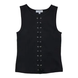 mySTYLE Women's Lace Up Ribbed Tank