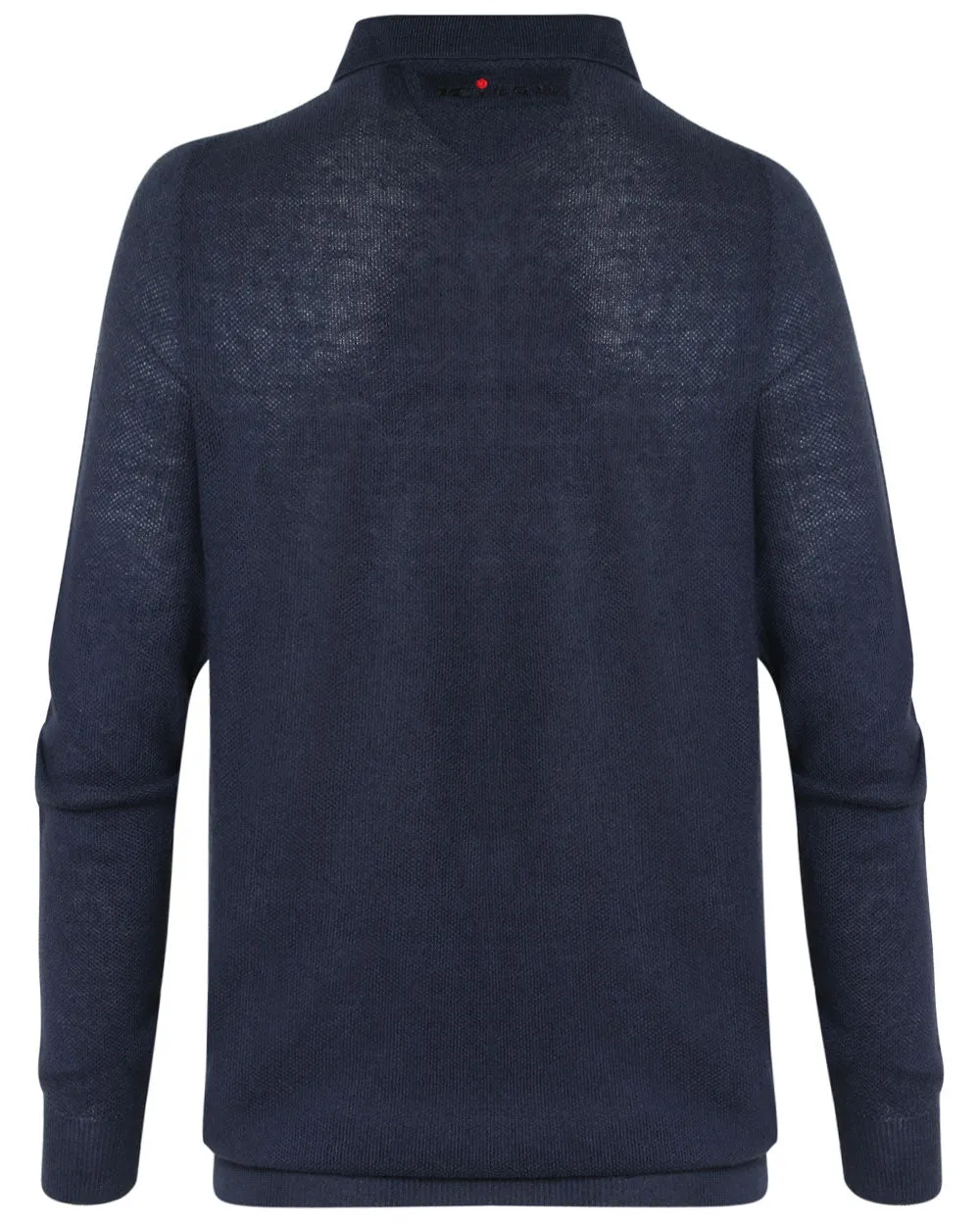 Navy Linen Blend Knit Quarter Zip Sweater