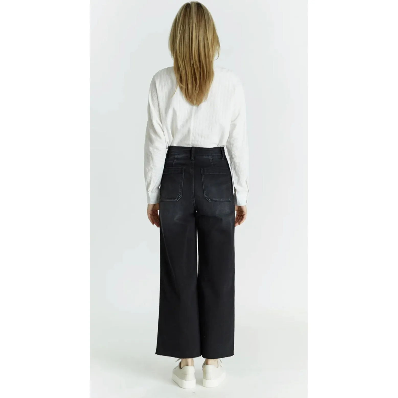 Oat High Rise Wide Leg Jeans in Black
