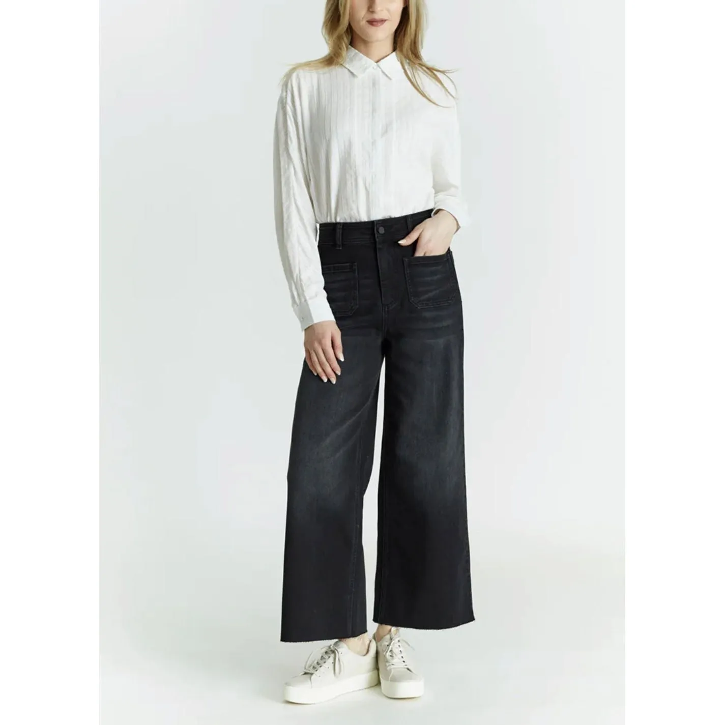 Oat High Rise Wide Leg Jeans in Black