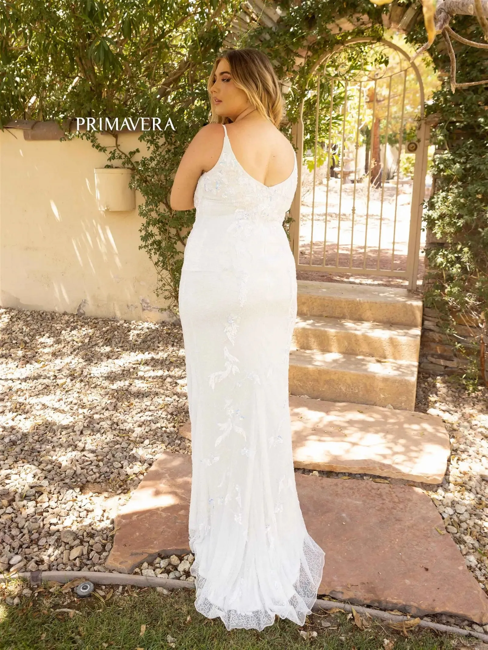 Primavera Couture 14005 Size 22 Peacock Long Beaded Sequin Fitted Plus Size Prom Dress Formal Gown