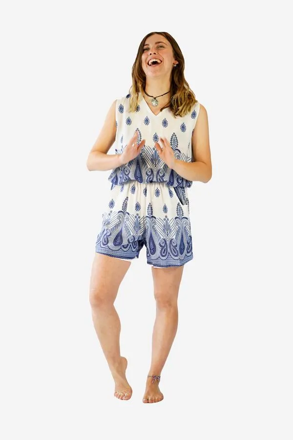 Printed Open Back Playsuit