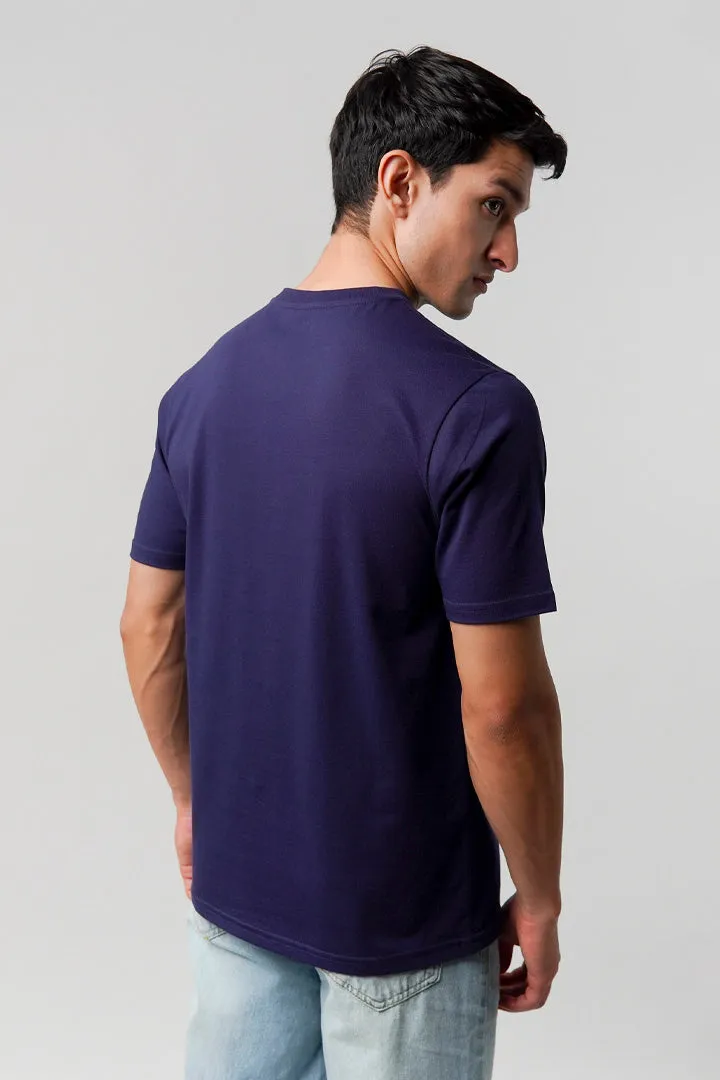 Regular Fit Henley T-Shirt - Navy Blue