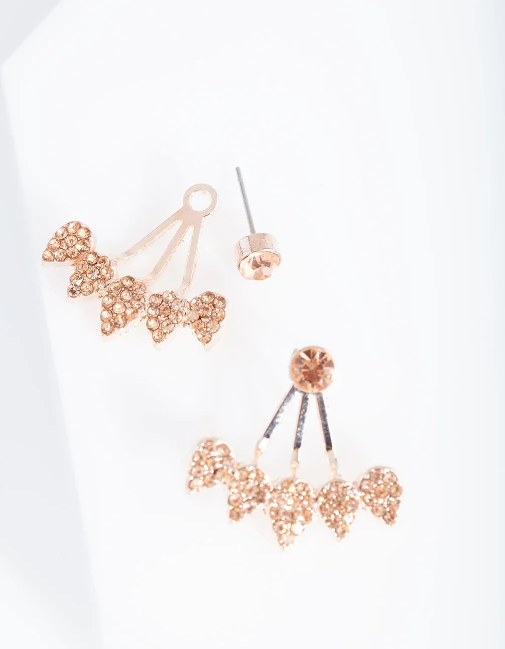 Rose Gold Diamante Jacket Earring