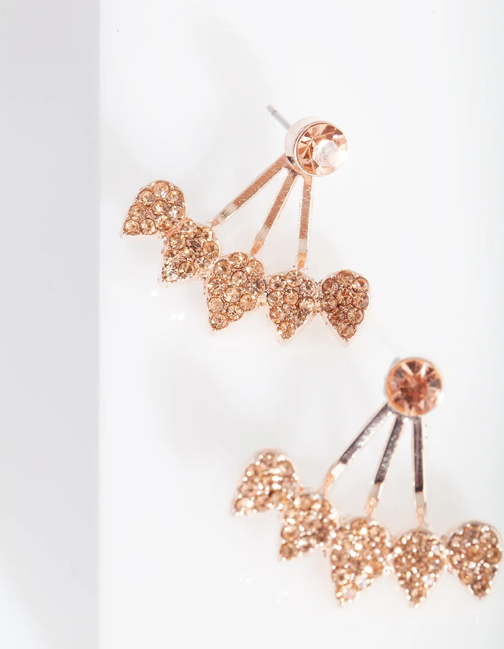 Rose Gold Diamante Jacket Earring