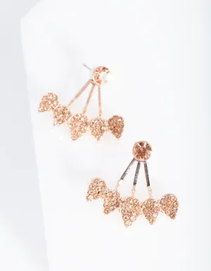 Rose Gold Diamante Jacket Earring