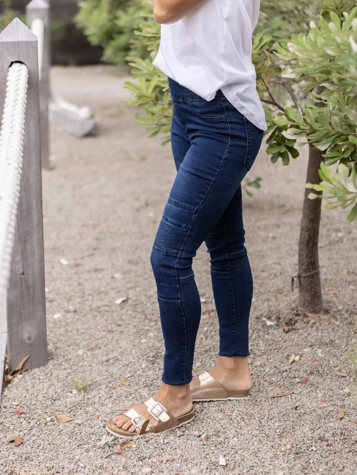 Ruby Pull On Jeans - Dark Blue
