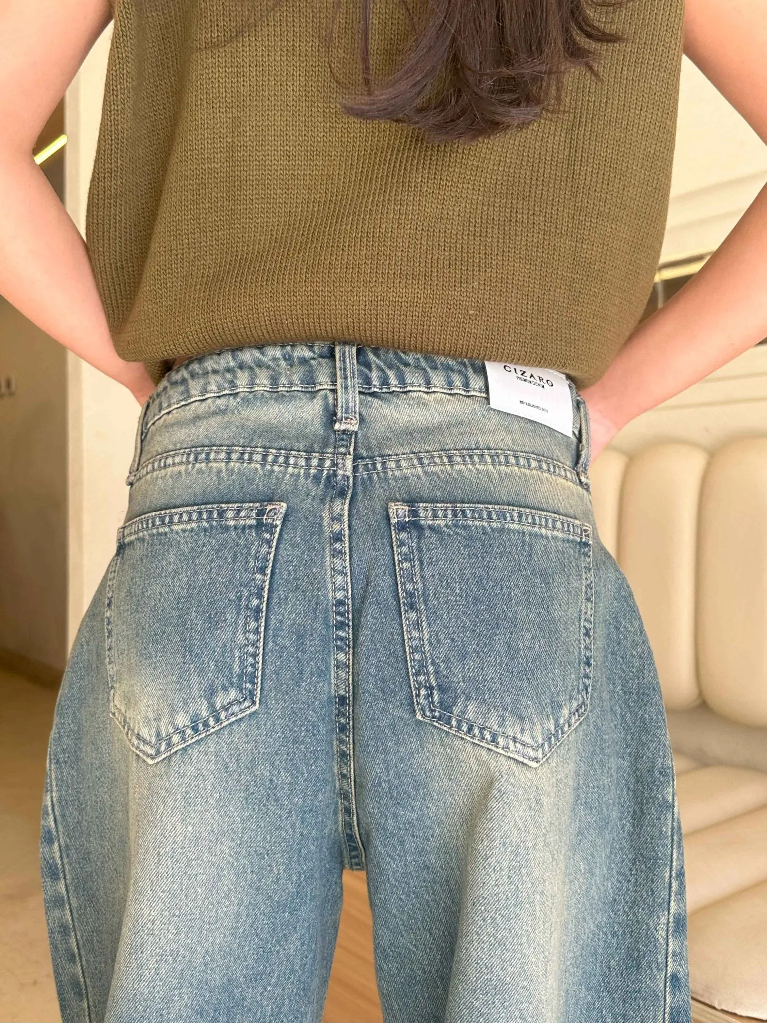 Sahara Vintage Blue Beige Tinted - Super Baggy jeans